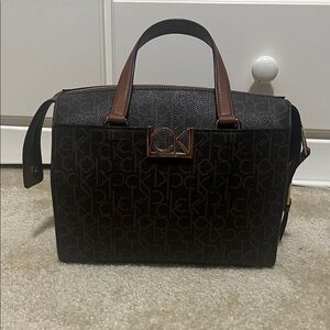 Calvin Klein Monogram Black and Brown Briefcase